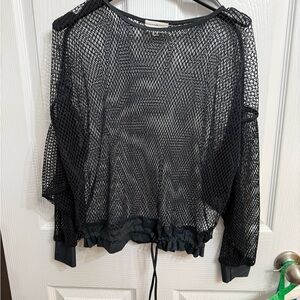 Tribe Kelley Mesh Net Crop Top Black Festival Goth Streetwear Boho OS